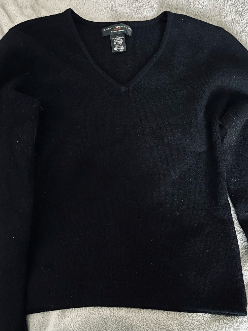 Sarah Spencer Merino Wool V-Neck Sweater